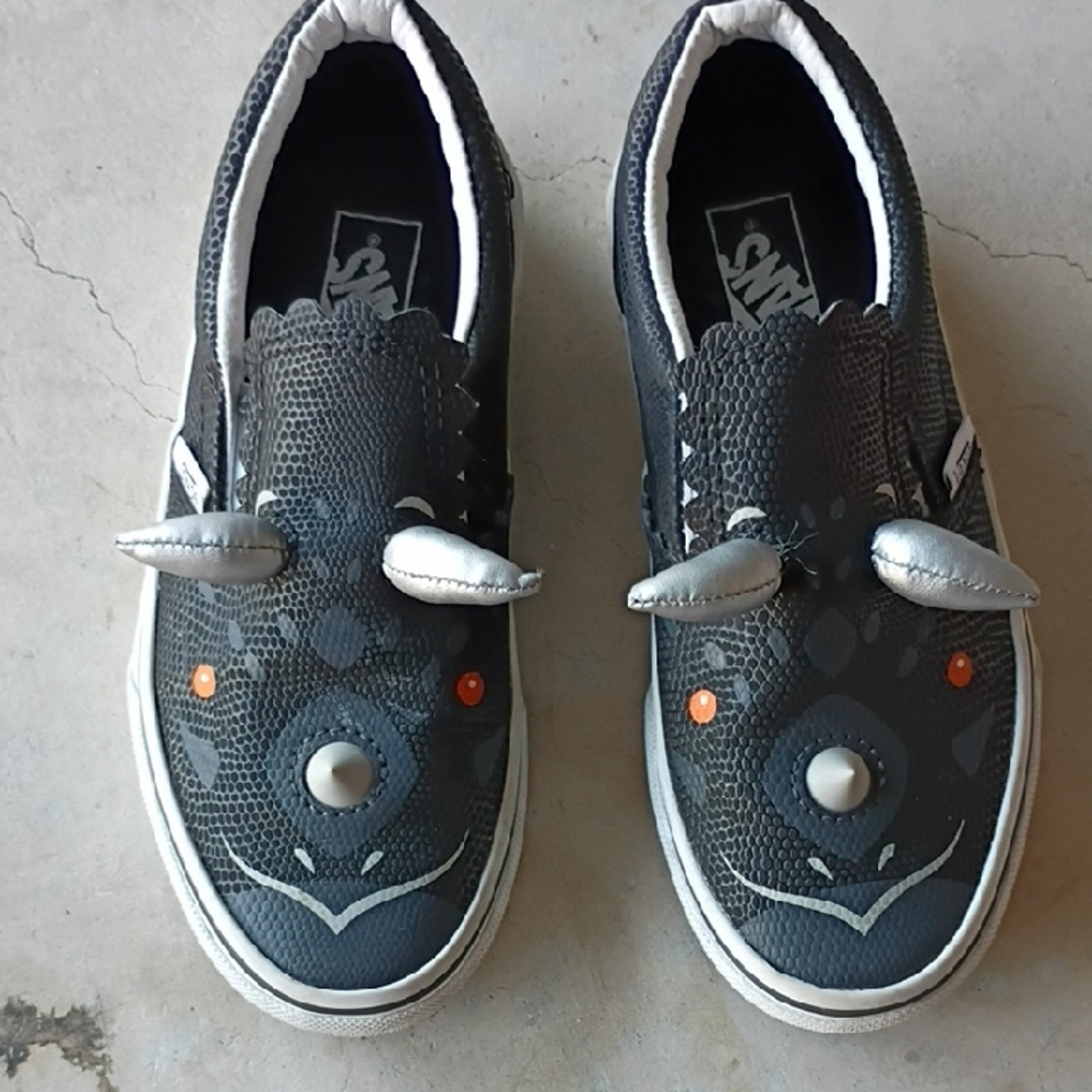 Vans Kids Black Dino Slip-On Sneakers with Silver Horns